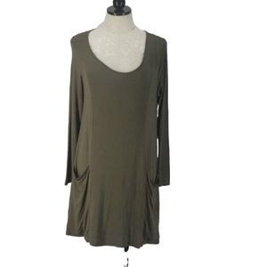Rolla Coster Women's Army‎ Green Half Sleeve Knee Length Pocket Dress  Large